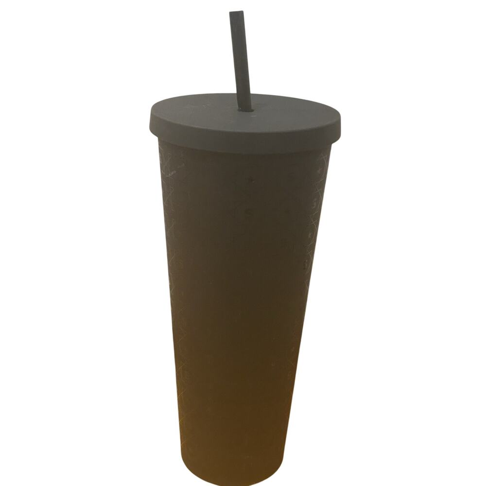 Starbucks 2017 Matte Black Pattern Cold Cup Venti Travel Tumbler (24 oz) - Picture 4 of 8